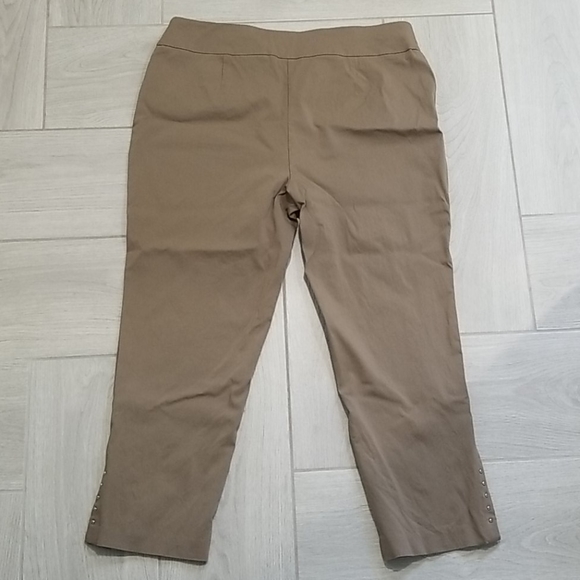 Roz & Ali • Studded Tan Capri Pants, Size 16 - Picture 6 of 6